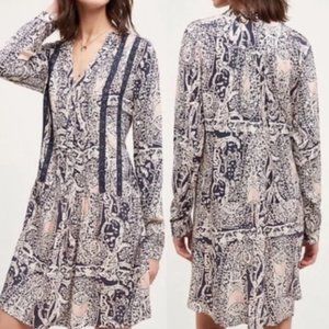 Anthropologie TINY Caviana Paisley Boho Drop Waist Dress Long Sleeve